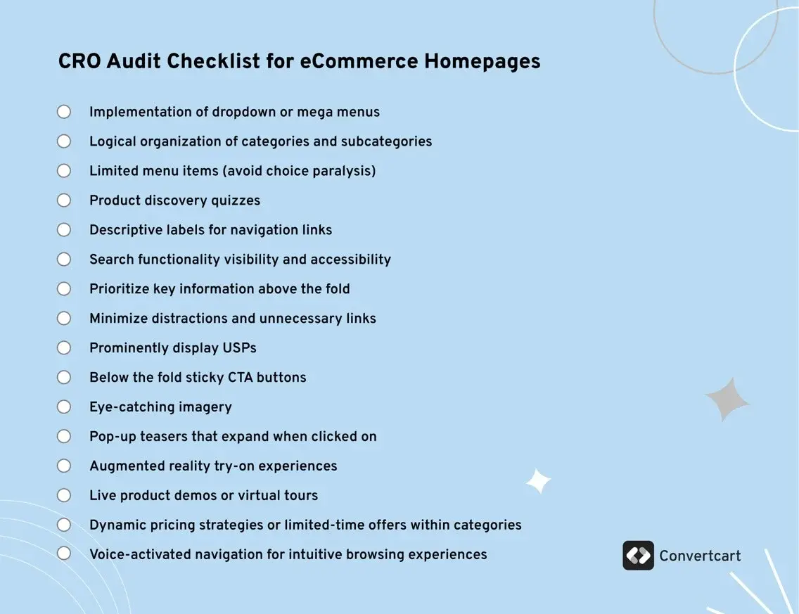 eCommerce CRO Audit Checklist for Better Homepage Conversion Rates